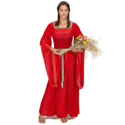 Women's red velvet effect medieval costume - L