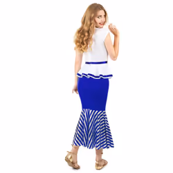 Women's white and blue Gaulish costume - L