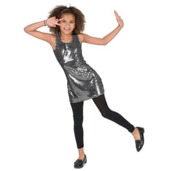 ) Girls' silver glitter disco costume - 5 - 6 years (S