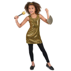 ) Girls' gold glitter disco costume - 5 - 6 years (S
