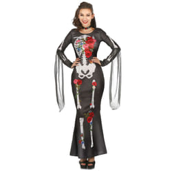Women's Dia De los Muertos Skeleton Dress Costume - L