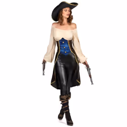 Women's brown pirate costume - Small