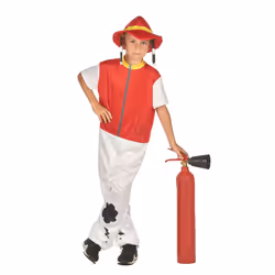 ) Children's red firefighter dog costume - L 10-12 years (130-140 cm