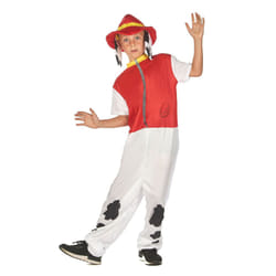 ) Children's red firefighter dog costume - S 4-6 years (110-120 cm