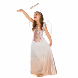 ) Girls' rose gold angel costume - L 10-12 years (130-140 cm