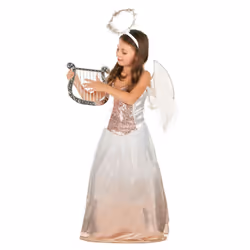 ) Girls' rose gold angel costume - S 4-6 years (110-120 cm