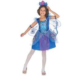 ) Girls' sequined peacock costume - L 10-12 years (130-140 cm