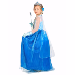Girl's blue ice princess costume and accessories - 6 - 8 years