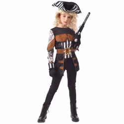 ) Tattooed pirate girl costume - S 4-6 years (110-120 cm
