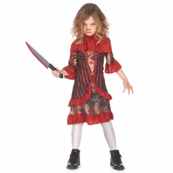 ) Girls' terrifying red clown costume - L 10-12 years (130-140 cm