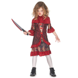 ) Girls' terrifying red clown costume - L 10-12 years (130-140 cm