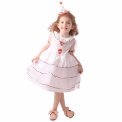 ) White clown skull costume for girls - L 10-12 years (130-140 cm