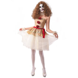 Terrifying beige clown costume for women - Small