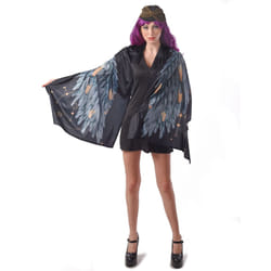 Women's Black Poncho Angel Wings Costume