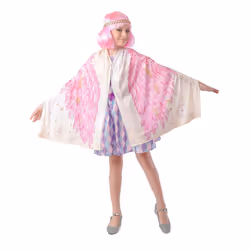 Girls' Pink Poncho Angel Wings Costume