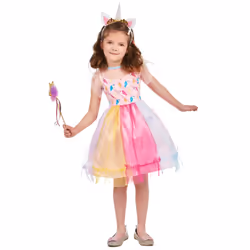 ) Girls' multicolored unicorn costume - L 10-12 years (130-140 cm
