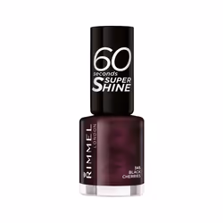 Rimmel 60 Seconds Super Shine, 345 Black Cherries, 8ml, 8 ml, Violet, Black Cherries, Coloring, Opaque, Brush
