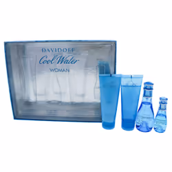 Cool Water by Davidoff for Women - 4 Pc Gift Set 1.7oz EDT Spray, 2.5oz Gentle Shower Breeze, 2.5oz Moisturizing Body Lotion, ...