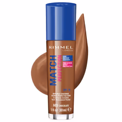 Rimmel Match Perfection Foundation 603 Chocolate 30ml, Pump bottle, liquid, Universal skin, Smoothing, Cool, Chocolate