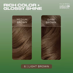 Clairol Natural Instincts Demi-Permanent Hair Dye  6 Light Brown Hair Color  Pack of 3