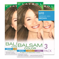 Clairol Balsam Permanent Hair Dye  610 Medium Ash Brown Hair Color  Pack of 3