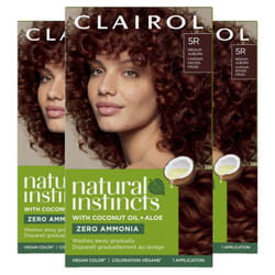 Clairol Natural Instincts Demi-Permanent Hair Dye  5R Medium Auburn Hair Color  3 Count
