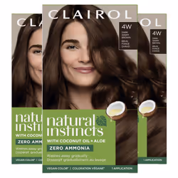 Clairol Natural Instincts Demi-Permanent Hair Dye  4W Dark Warm Brown Hair Color  Pack of 3