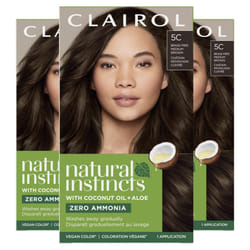 Clairol Natural Instincts Demi-Permanent Hair Dye  5C Brass Free Medium Brown Hair Color  Pack of 3