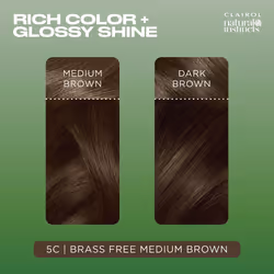 Clairol Natural Instincts Demi-Permanent Hair Dye  5C Brass Free Medium Brown Hair Color  Pack of 3