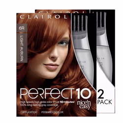 Clairol Nice'n Easy Perfect 10 Permanent Hair Dye  6R Light Auburn Hair Color  Pack of 2
