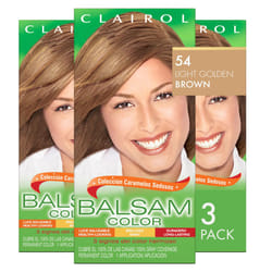 Clairol Balsam Permanent Hair Dye  54 Light Golden Brown Hair Color  Pack of 3