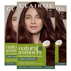 Clairol Natural Instincts Demi-Permanent Hair Dye  4R Dark Auburn Hair Color  Pack of 3