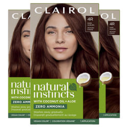 Clairol Natural Instincts Demi-Permanent Hair Dye  4R Dark Auburn Hair Color  Pack of 3