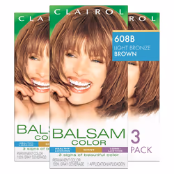 Clairol Balsam Permanent Hair Dye 608B Light Bronze Brown Hair Color Pack of 3