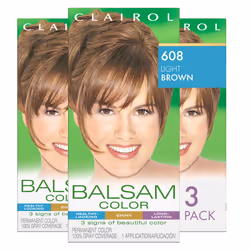 Clairol Balsam Permanent Hair Dye  608 Light Brown Hair Color  Pack of 3