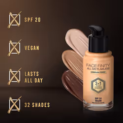 Max Factor Facefinity 3-in-1 All Day Flawless Liquid Foundation, SPF 20 - 62 Warm Beige, 30 ml