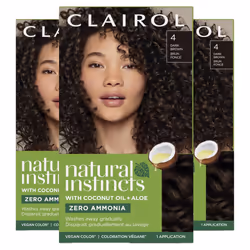 Clairol Natural Instincts Demi-Permanent Hair Dye  4 Dark Brown Hair Color  Pack of 3