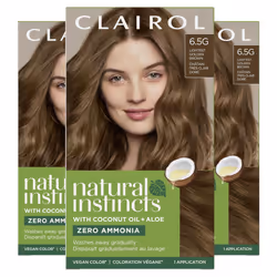 Clairol Natural Instincts Demi-Permanent Hair Dye  6.5G Lightest Golden Brown Hair Color  Pack of 3