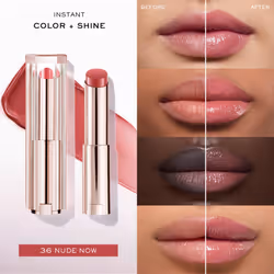 Lancme Lip Idle Squalane - 12 Butterglow Hydrating Lip Balm - Instant Shine & Lasting Hydration - 36 NUDE NOW (Cool Pinky Nude)