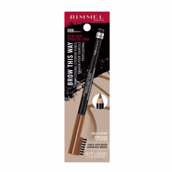Rimmel London Brow This Way Professional Eyebrow Pencil  Long-Wearing  Highly-Pigmented  Built-In Brush  006  Brunette  0.05oz