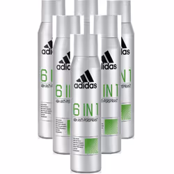 6 x 200ml Adidas 6 in 1 Cool & Dry 48H Anti Perspirant Body Spray