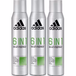 3 x 200ml Adidas 6 in 1 Cool & Dry 48H Anti Perspirant Body Spray
