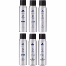 6 x Adidas UEFA 72H Anti Perspirant Body Spray 150ml - Champions League