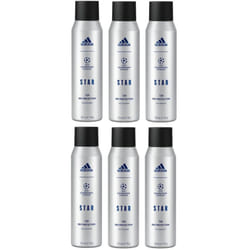 6 x Adidas UEFA 72H Anti Perspirant Body Spray 150ml - Champions League