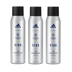 3 x Adidas UEFA 72H Anti Perspirant Body Spray 150ml - Champions League