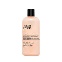 philosophy radiant grace hydrating bath & shower gel- cleanses  soothes & comforts dry skin - with notes of jasmine  black cherry & sandalwood - 16 fl