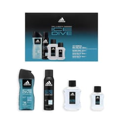 Adidas Ice Dive 4pc Gift Set 100ml+50ml EDT Spray 150ml Deo 250ml Gel