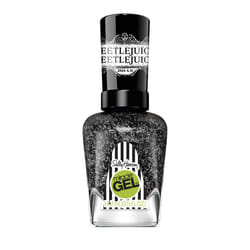 Sally Hansen Miracle Gel, Beetlejuice Ghost with the Most, Long Lasting, Gel-Like Formula, No UV Lamp Needed, Black Glitter Nail Polish