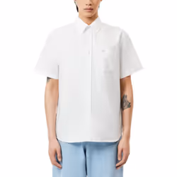 LACOSTE CH8522 Mens Shirts Short Sleeve Casual Tops - White, M