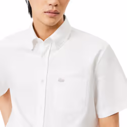 LACOSTE CH8522 Mens Shirts Short Sleeve Casual Tops - White, M